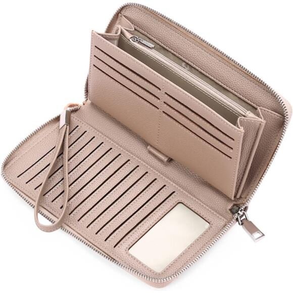 New Womens Wallet RFID Blocking Leather Zip Around Wallet Large Capacity - Picture 1 of 7